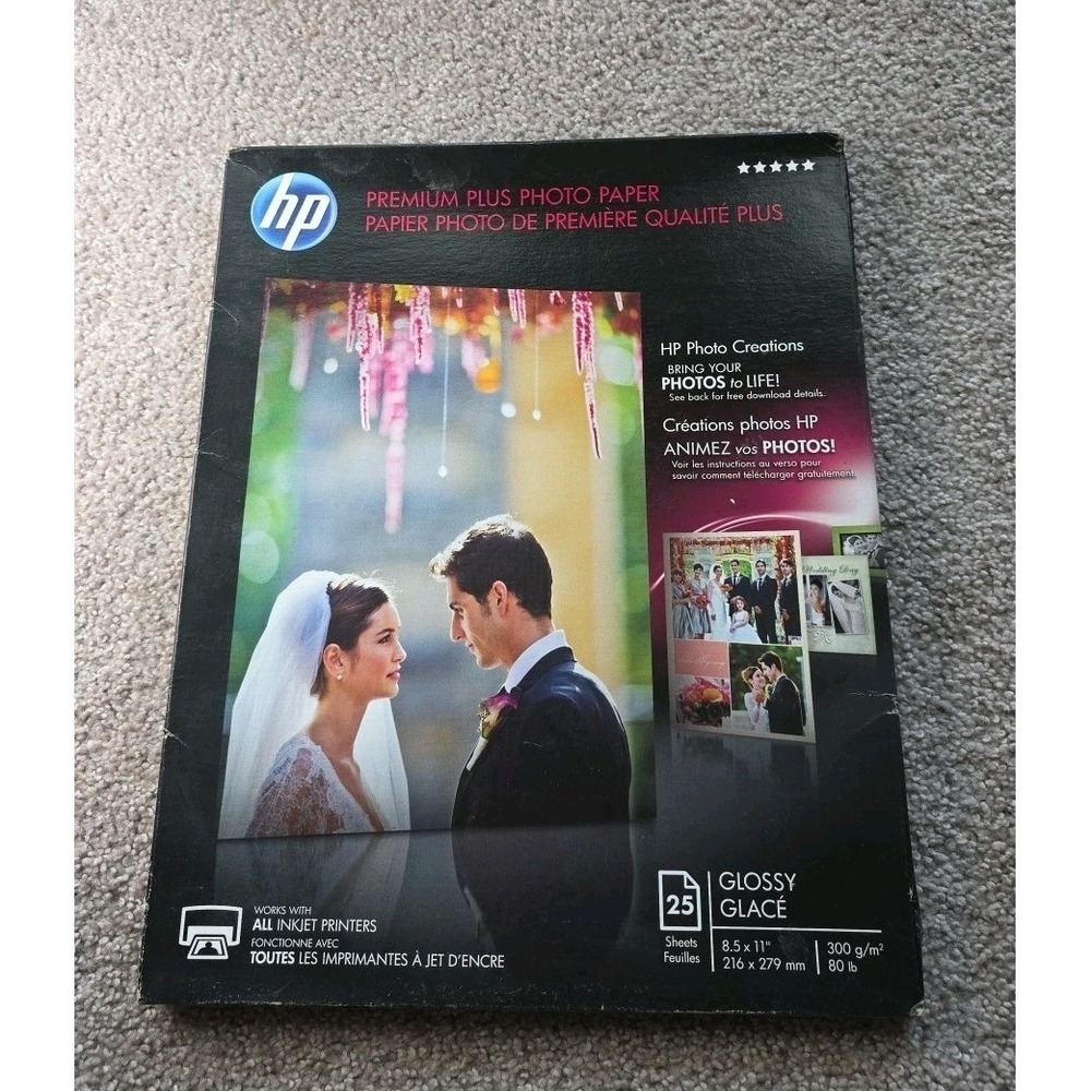 HP Premium Glossy 8.5 x‎ 11 Photo Paper Inkjet 25 GLOSSY Sheets NEW SEALED